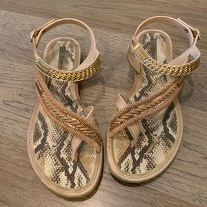 Tan & gold detail jelly sandals